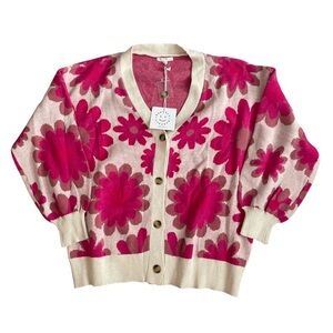 Baevely Everything I Love Cream And Pink Floral Cardigan